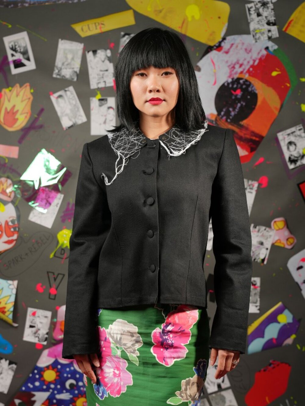 Eating the Goober Modular Black Jacket + 2 Snap-On Collars | Thread Art, Size M